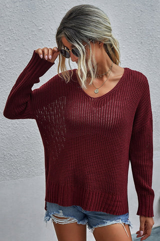 V-neck Solid-color Jumper