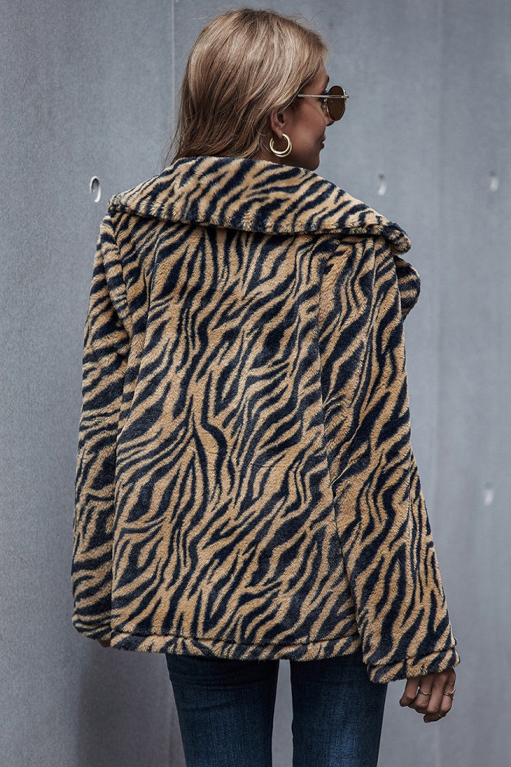 Tiger Print Lapel Coat