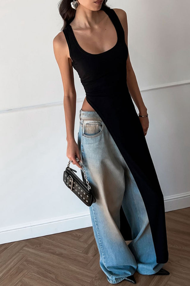 Diagonal Hem Maxi Top