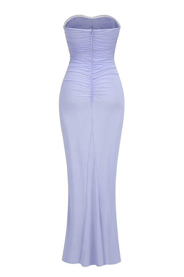 Solomon Strapless Flower Mesh Maxi Dress