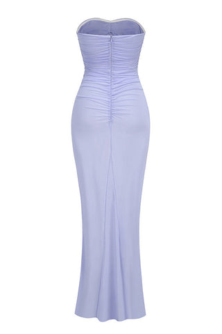 Solomon Strapless Flower Mesh Maxi Dress