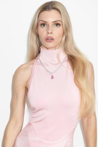 Halter Sheer Flared Dress