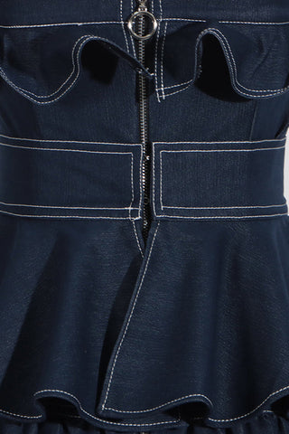 Denim Jumpsuit With Waistband