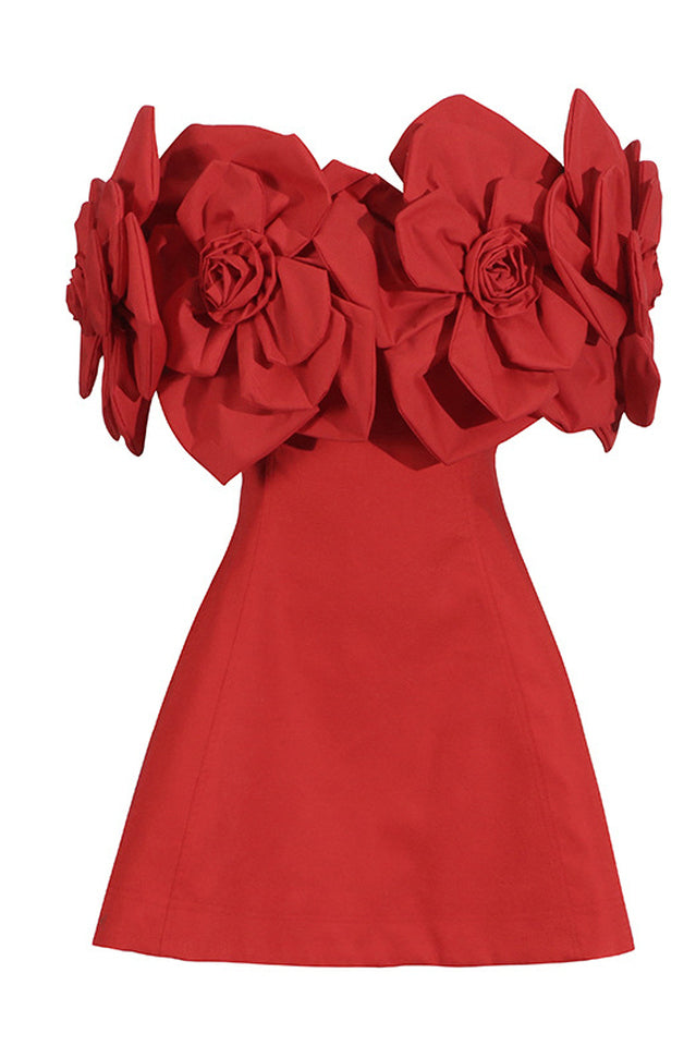 Chabela Flower Off-Shoulder Mini Dress