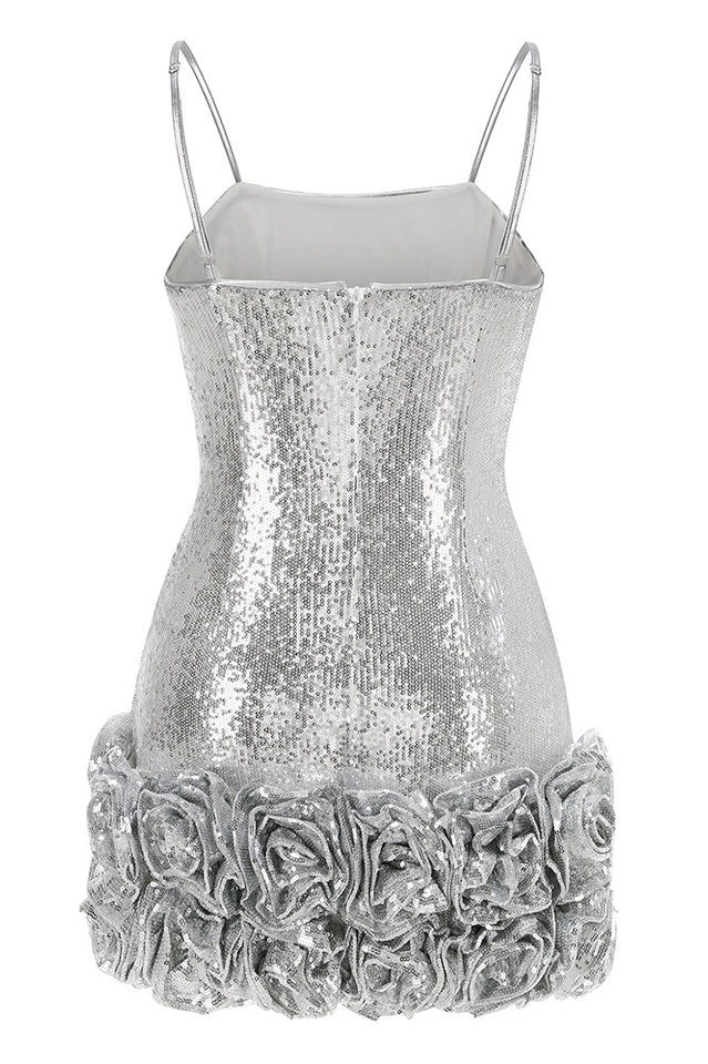 Faye Sequin Flower Mini Dress