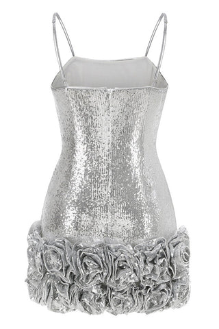 Faye Sequin Flower Mini Dress