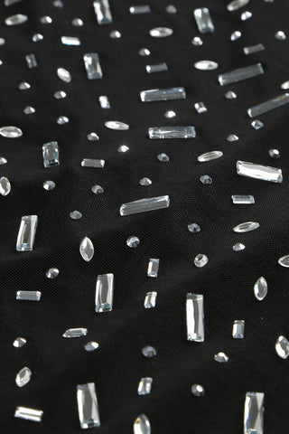 Square Rhinestone Mesh Midi Dress