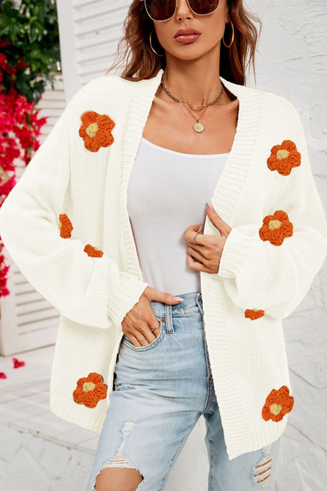 Fall In Daisy Oversized Knit Cardigan