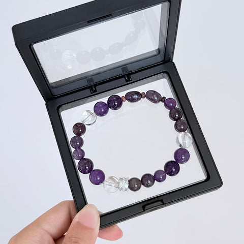 Amethyst & Smoky Quartz Bracelet with Clear Quartz