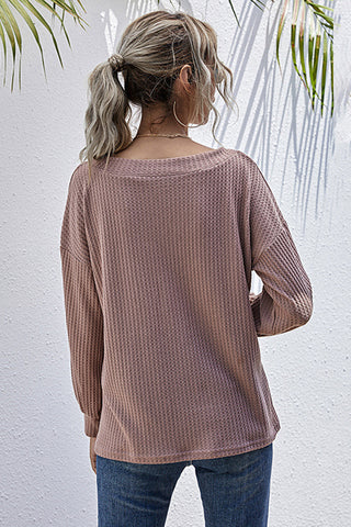 V-neck Loose Long-sleeved Knitted Top