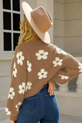 Cuteness Flowers Fuzzy Knit Cardigan