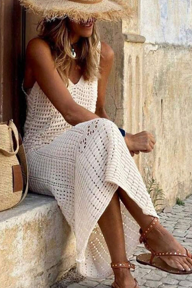 Hollow Out Sleeveless Sweater Dress