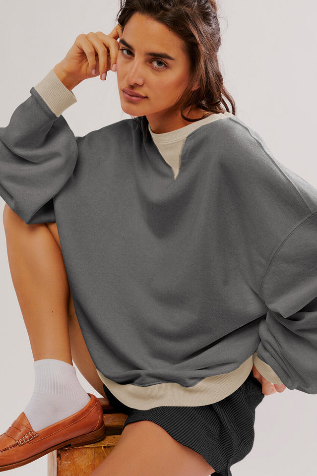 Contrast Dropped Shoulder Sweatshirt
