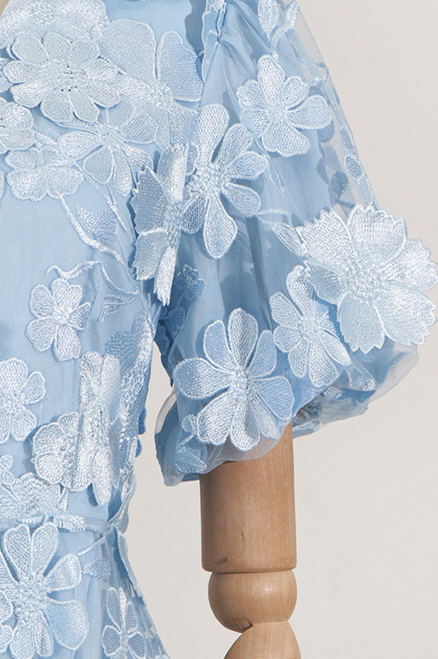 Chayan Flower Embroidery Mini Dress