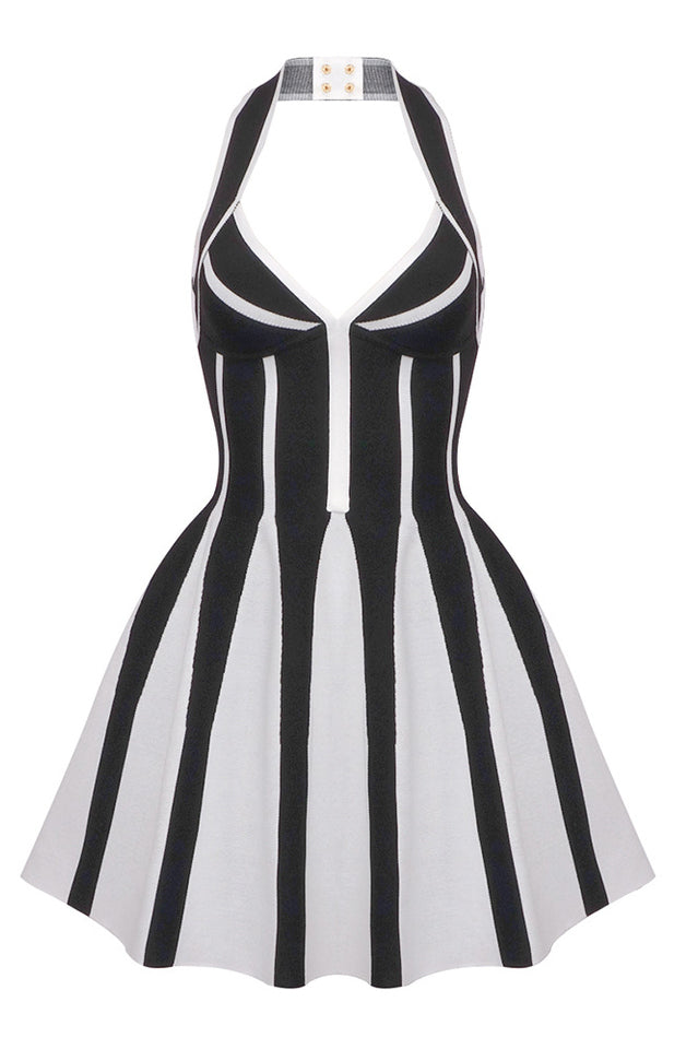 Halter Neck Knit Mini Dress