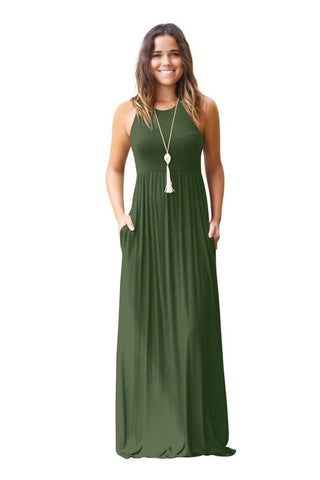 Sleeveless Pocket Maxi Dress