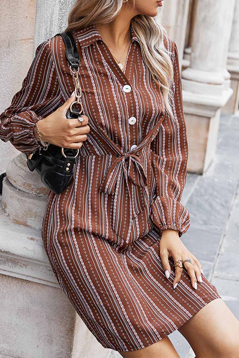 Loose Classic Striped Shirt Mini Dress