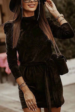 Casual Long Sleeve Mini Dress(4 Colors)