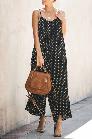 Spotted Print Strap Maxi Dress