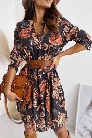 Loose Digital Print Half Sleeves Mini Dress