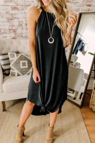 Loose Solid Color Sling Midi Dress