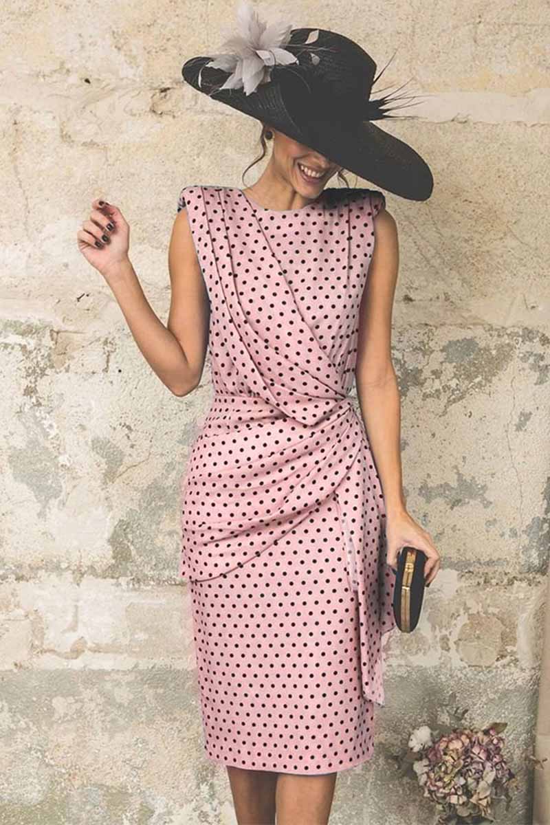 Polka Dot Pack Hip Sleeveless Midi Dress(4 Colors)