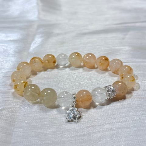 Golden Rutilated Quartz & Clear Quartz Bracelet