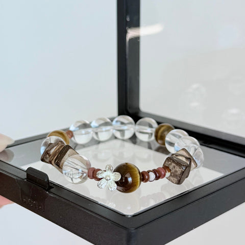 Clear Quartz & Tiger's Eye Protection Bracelet