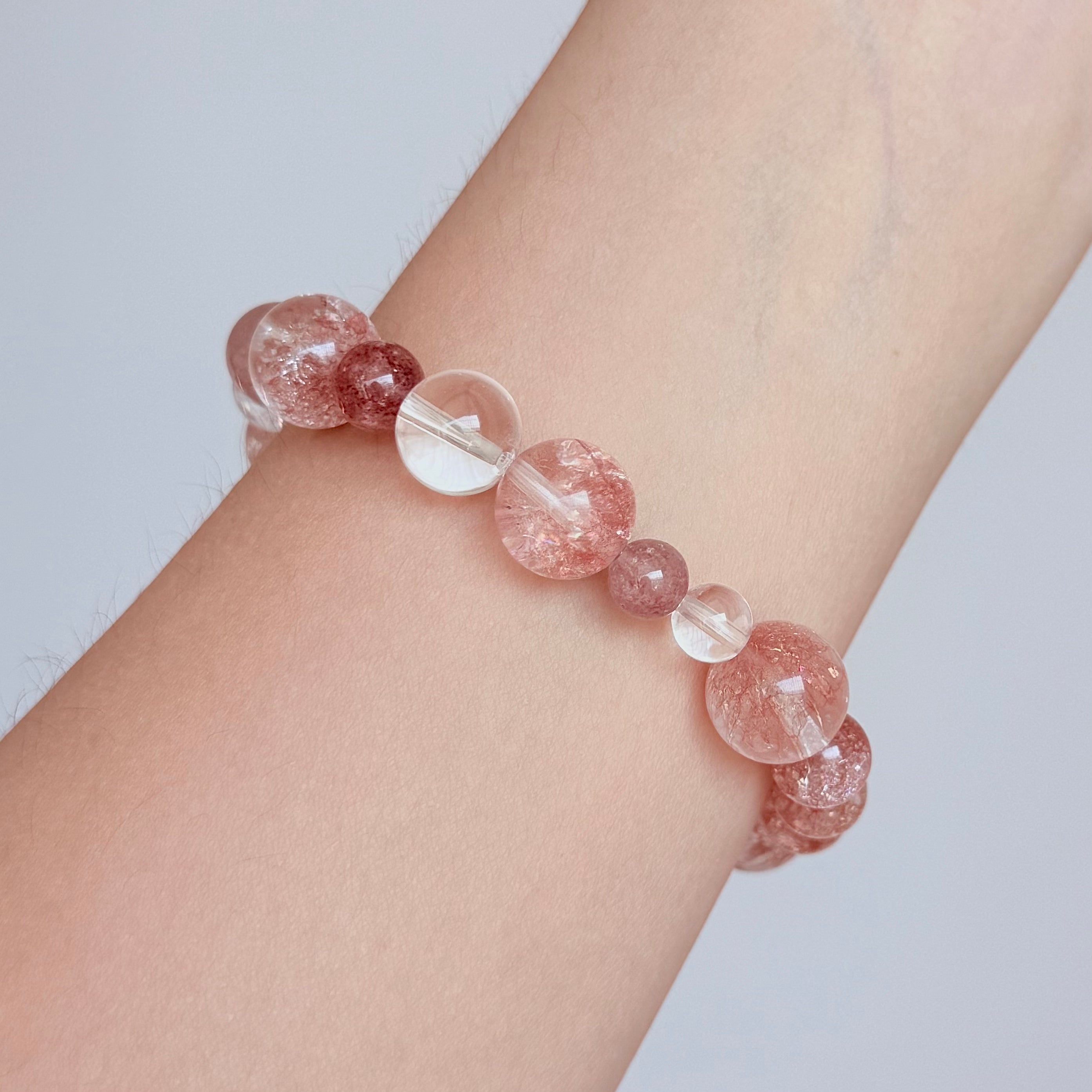 Strawberry Quartz & Clear Quartz Bracelet