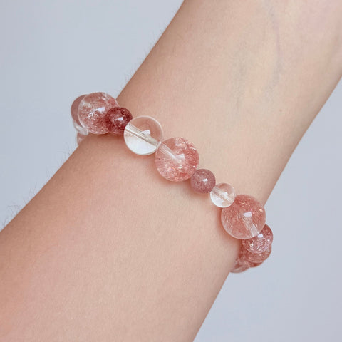 Strawberry Quartz & Clear Quartz Bracelet