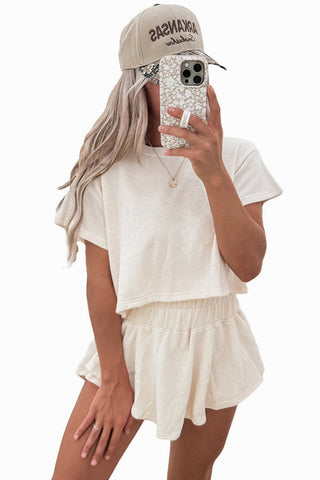 Cropped Tee and Ruffle Skort Set