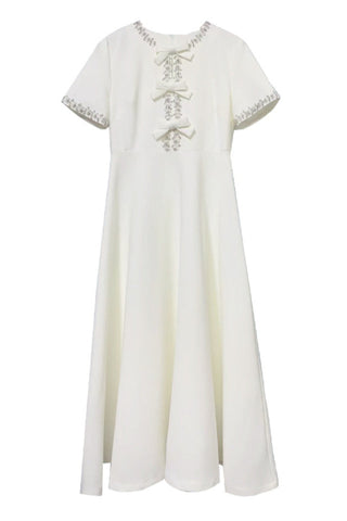 Zoe Bowknot Crystal-Embellished Midi Dress
