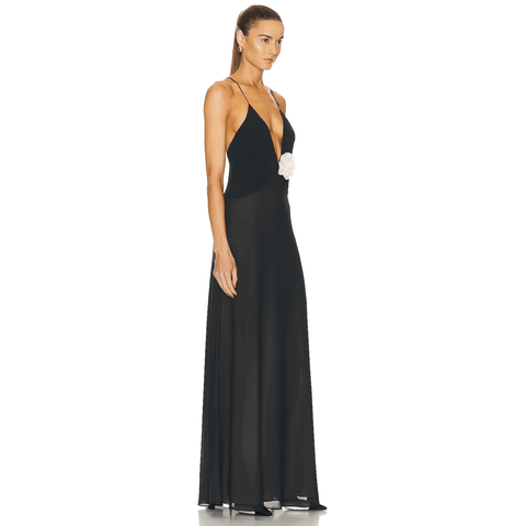 Blossom Bliss Deep V-Neck Maxi Dress