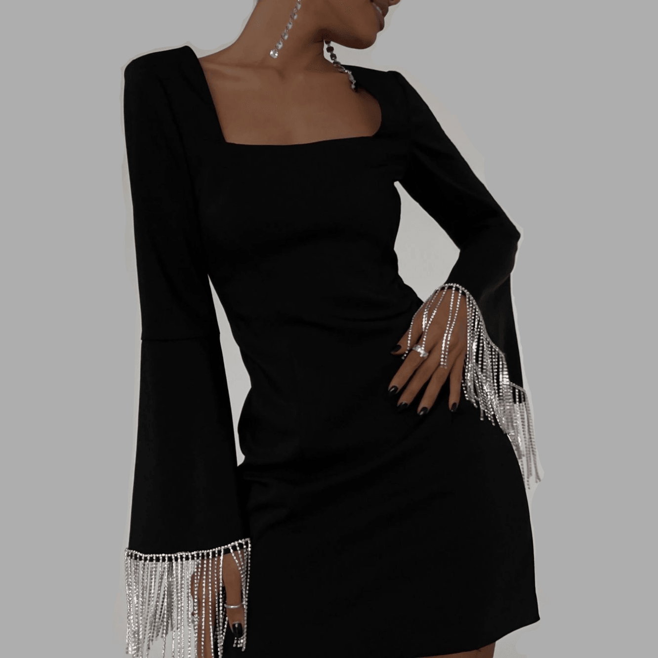 Party Time Diamond Chain Backless Mini Dress