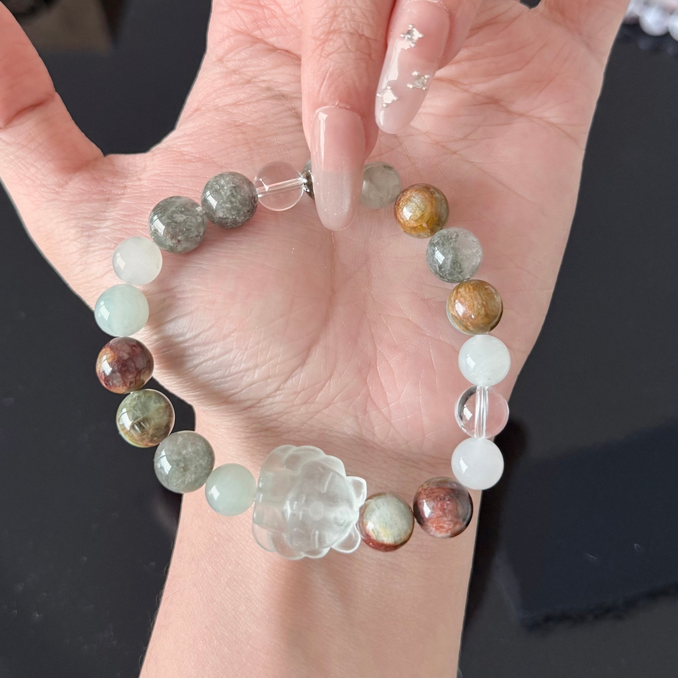 Natural Aquamarine Pixiu Crystal Bracelet