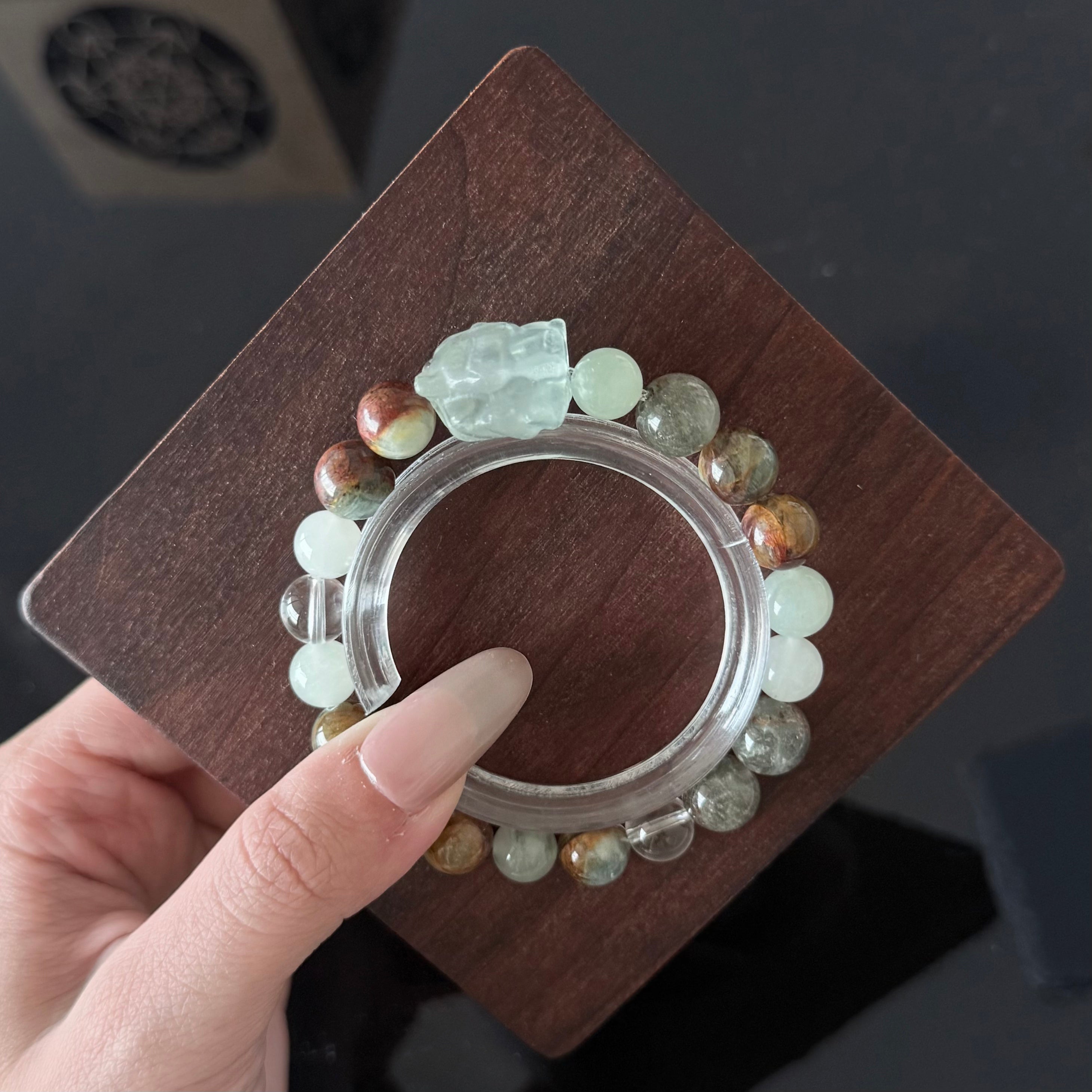 Natural Aquamarine Pixiu Crystal Bracelet