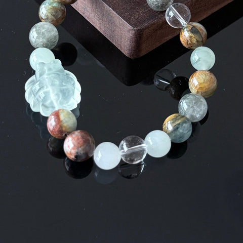 Natural Aquamarine Pixiu Crystal Bracelet