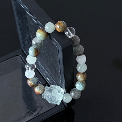 Natural Aquamarine Pixiu Crystal Bracelet