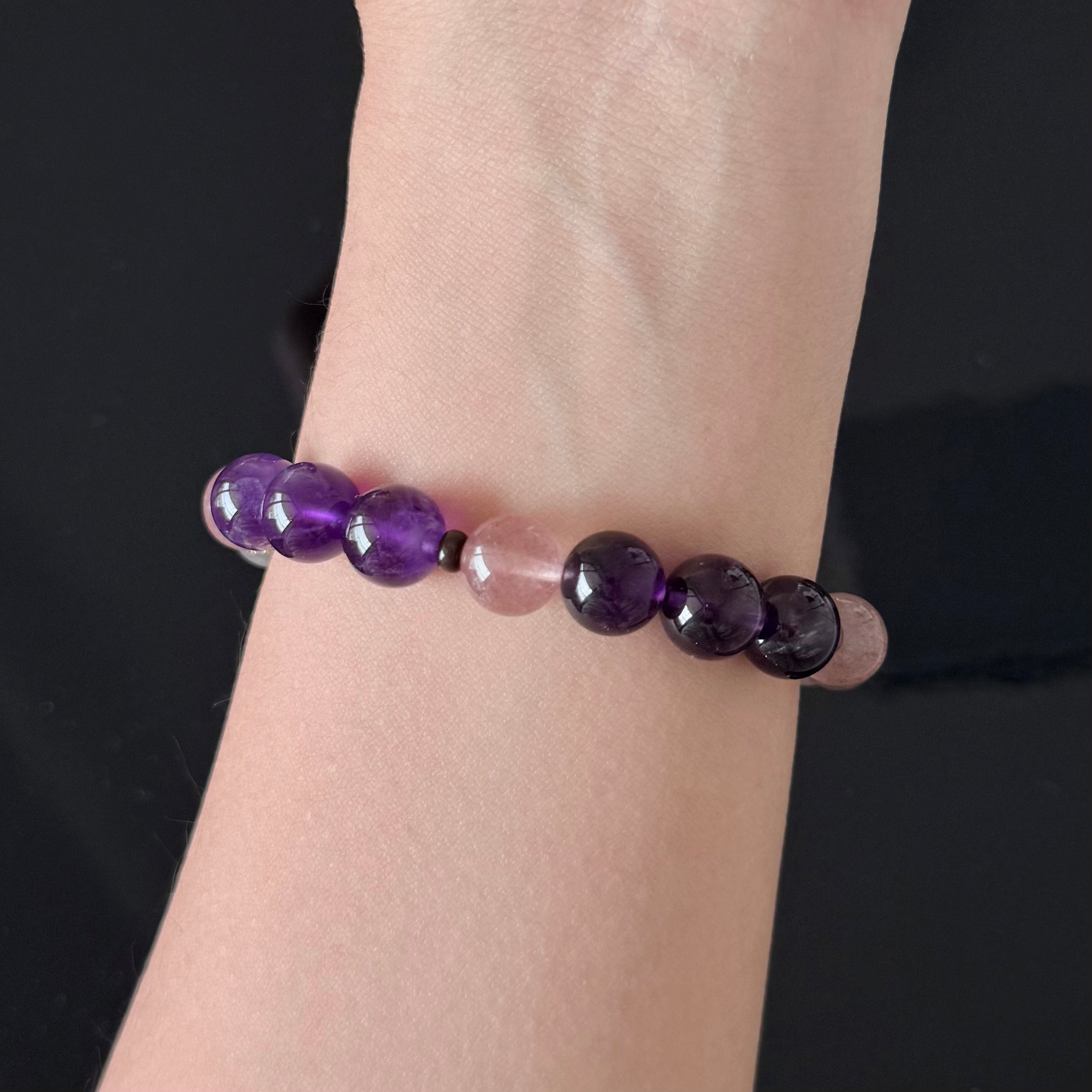 Amethyst, Lavender Quartz & Clear Quartz Crystal Bracelet