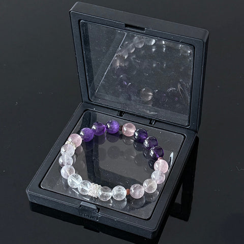 Amethyst, Lavender Quartz & Clear Quartz Crystal Bracelet
