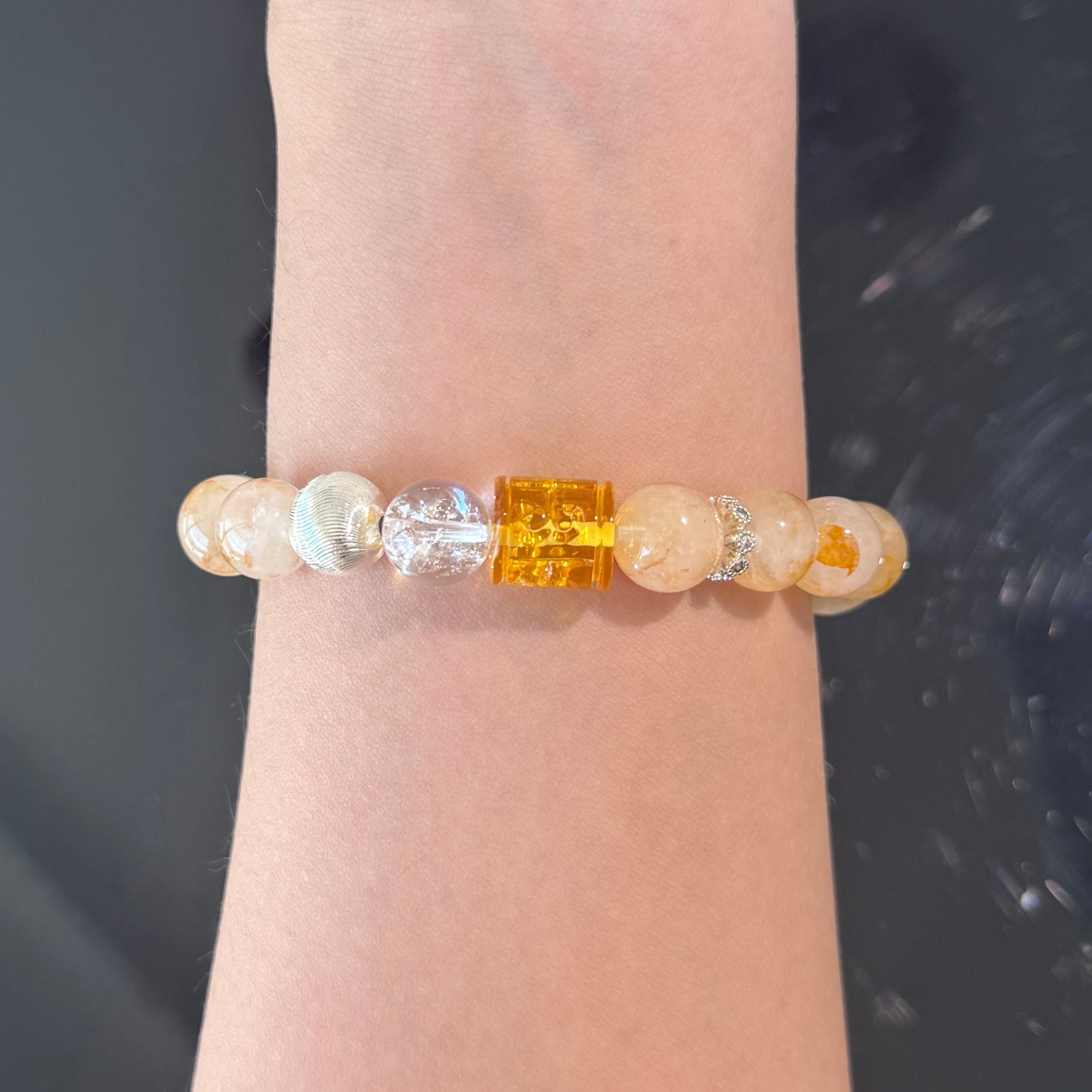 Golden Rutilated Quartz & Clear Crystal Wealth Bracelet