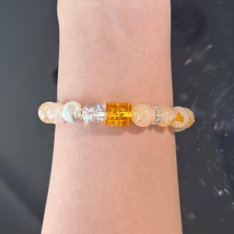 Golden Rutilated Quartz & Clear Crystal Wealth Bracelet