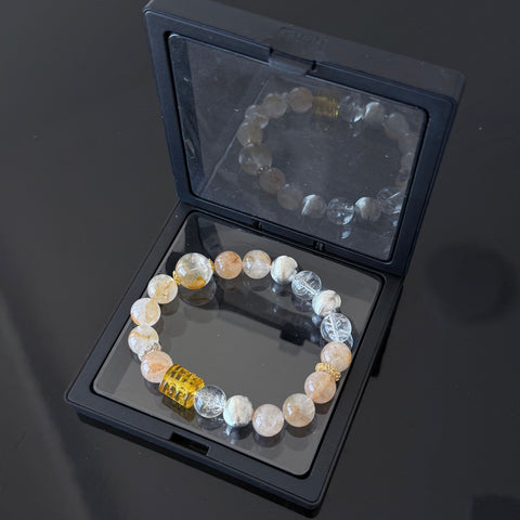 Golden Rutilated Quartz & Clear Crystal Wealth Bracelet