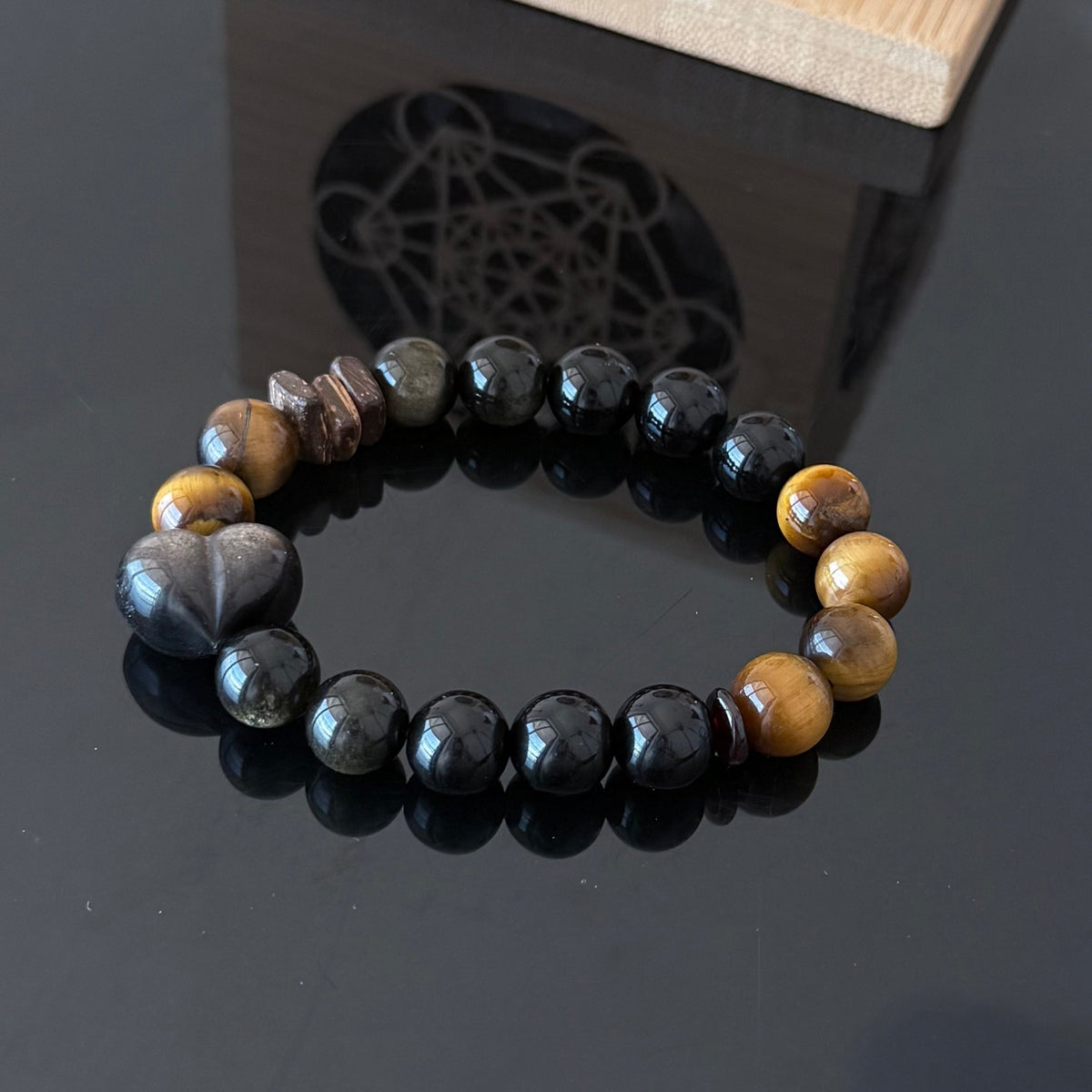 Black Obsidian & Tiger's Eye Protection Bracelet