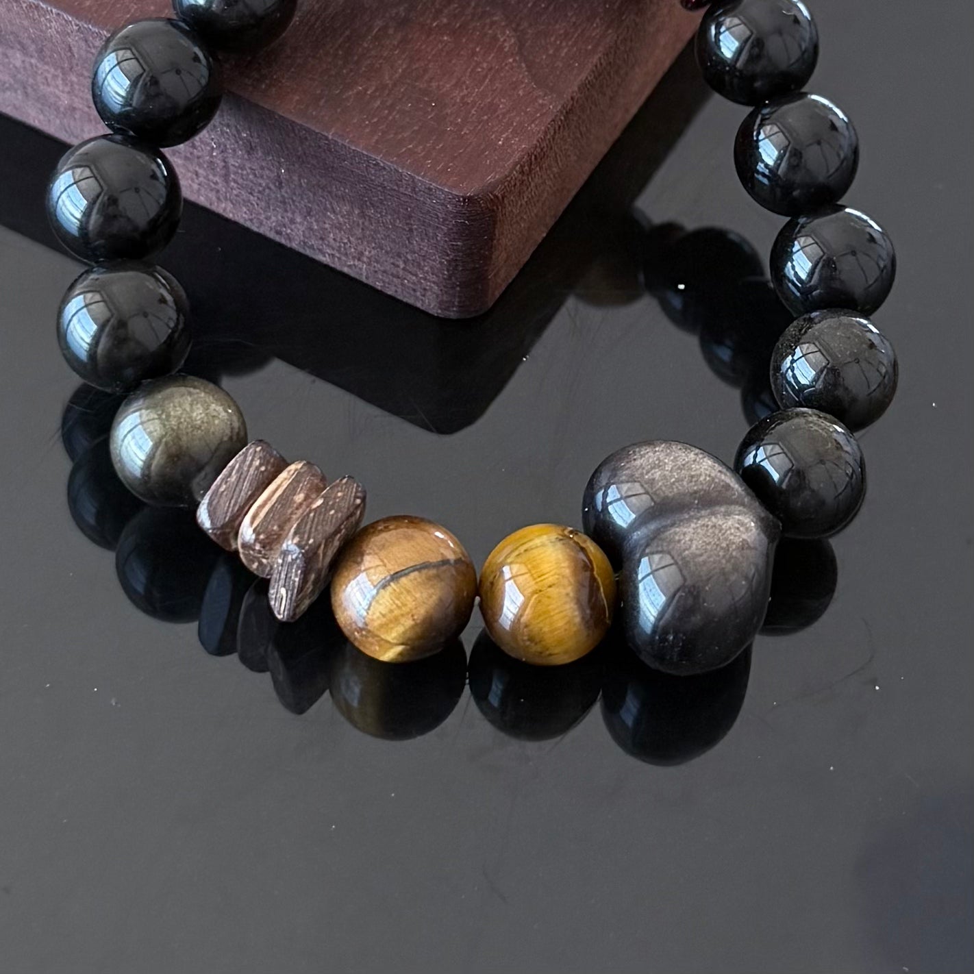Black Obsidian & Tiger's Eye Protection Bracelet