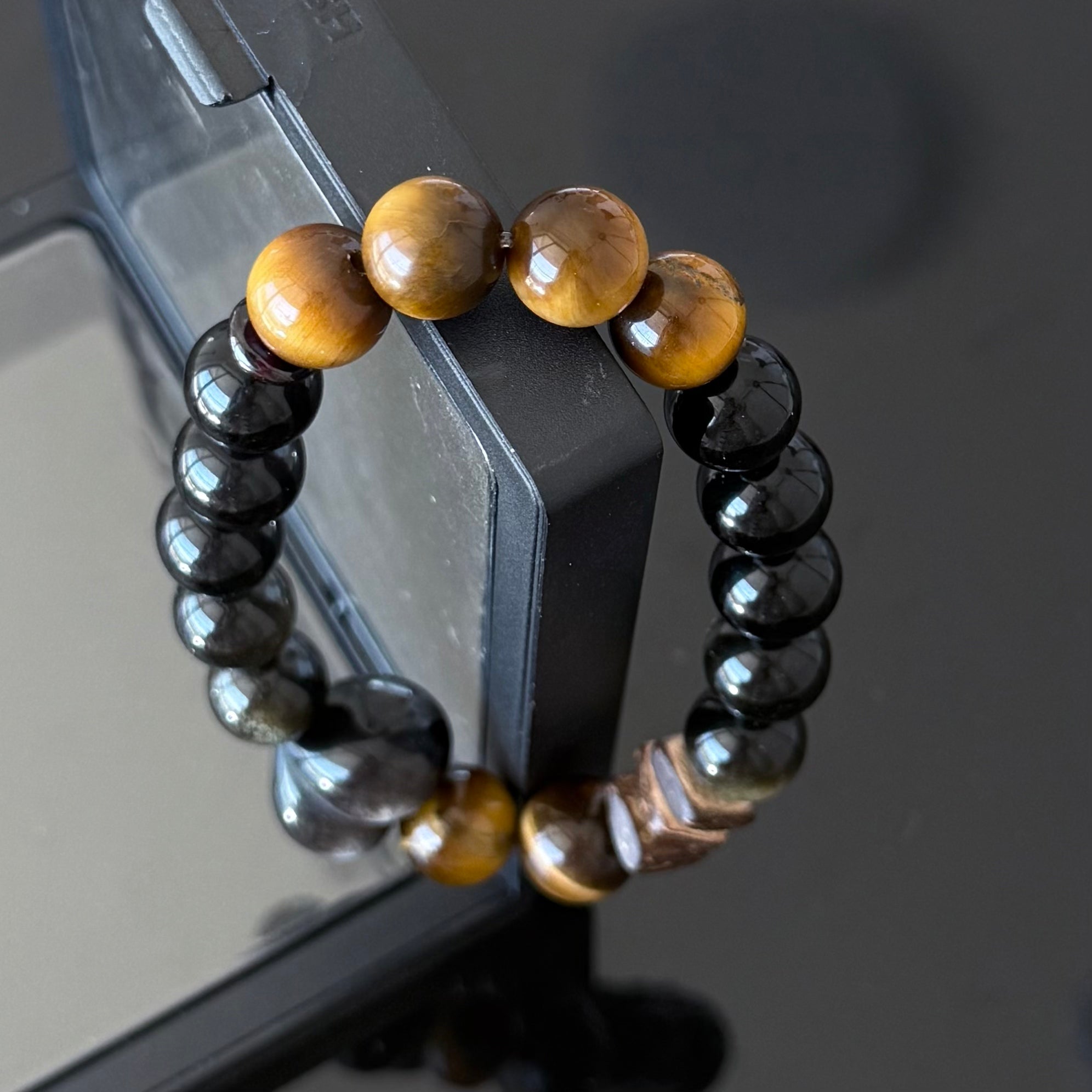 Black Obsidian & Tiger's Eye Protection Bracelet