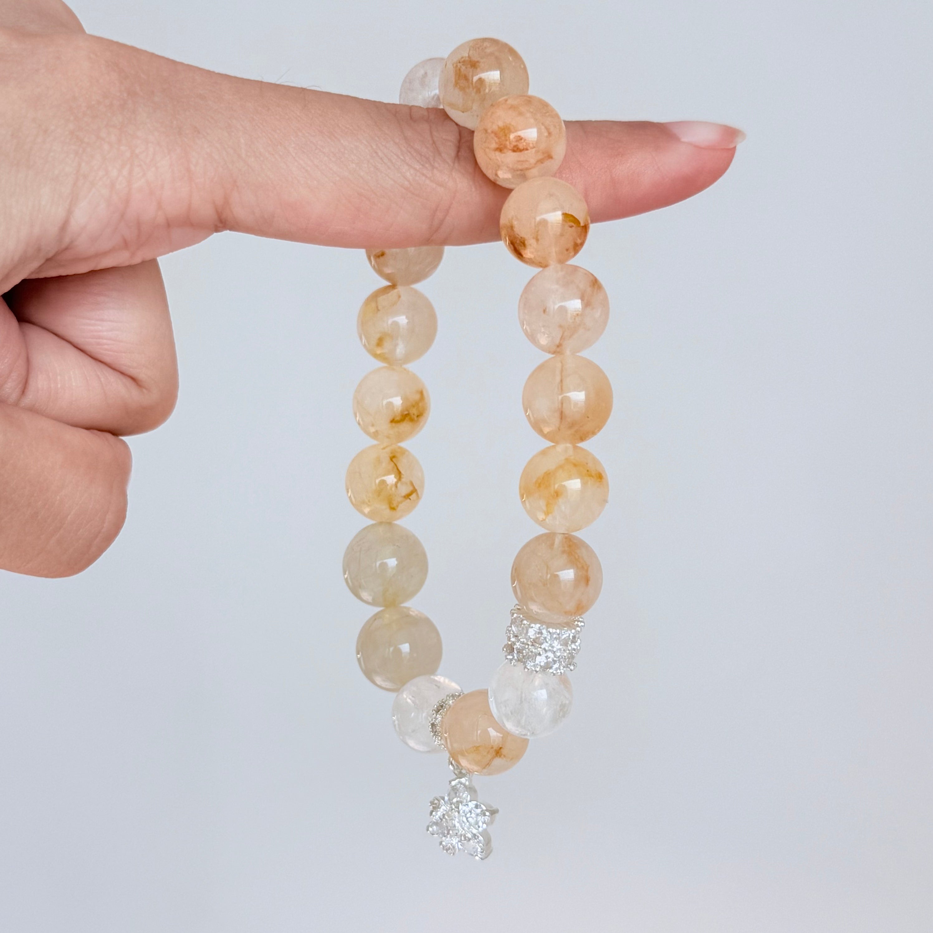 Golden Rutilated Quartz & Clear Quartz Bracelet