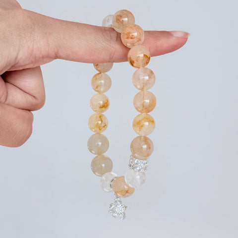 Golden Rutilated Quartz & Clear Quartz Bracelet