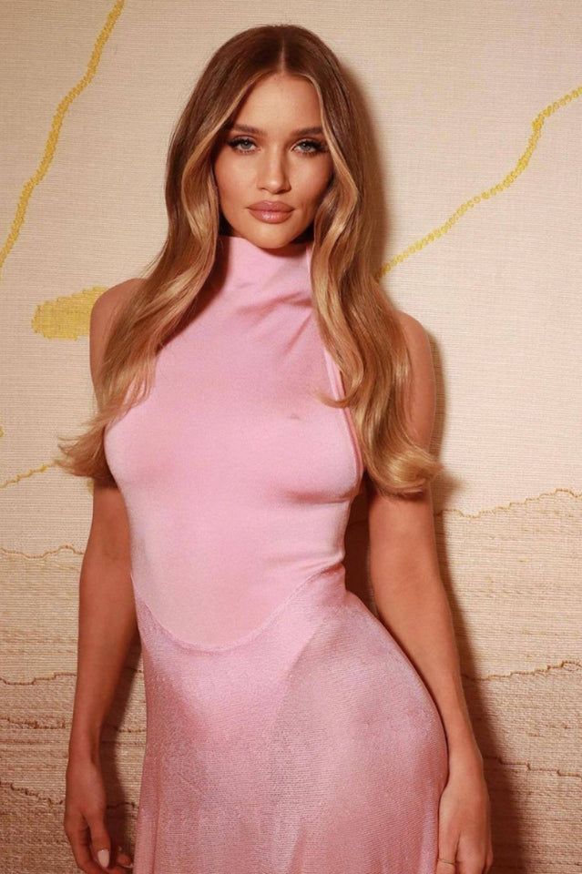 Halter Sheer Flared Dress