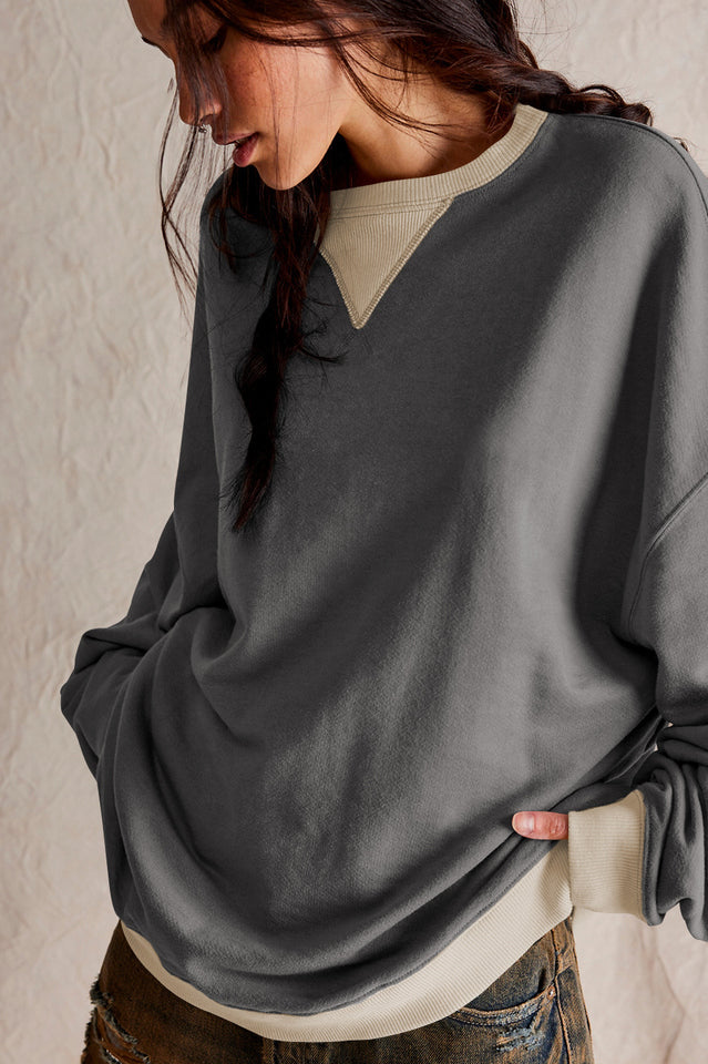 Contrast Dropped Shoulder Sweatshirt